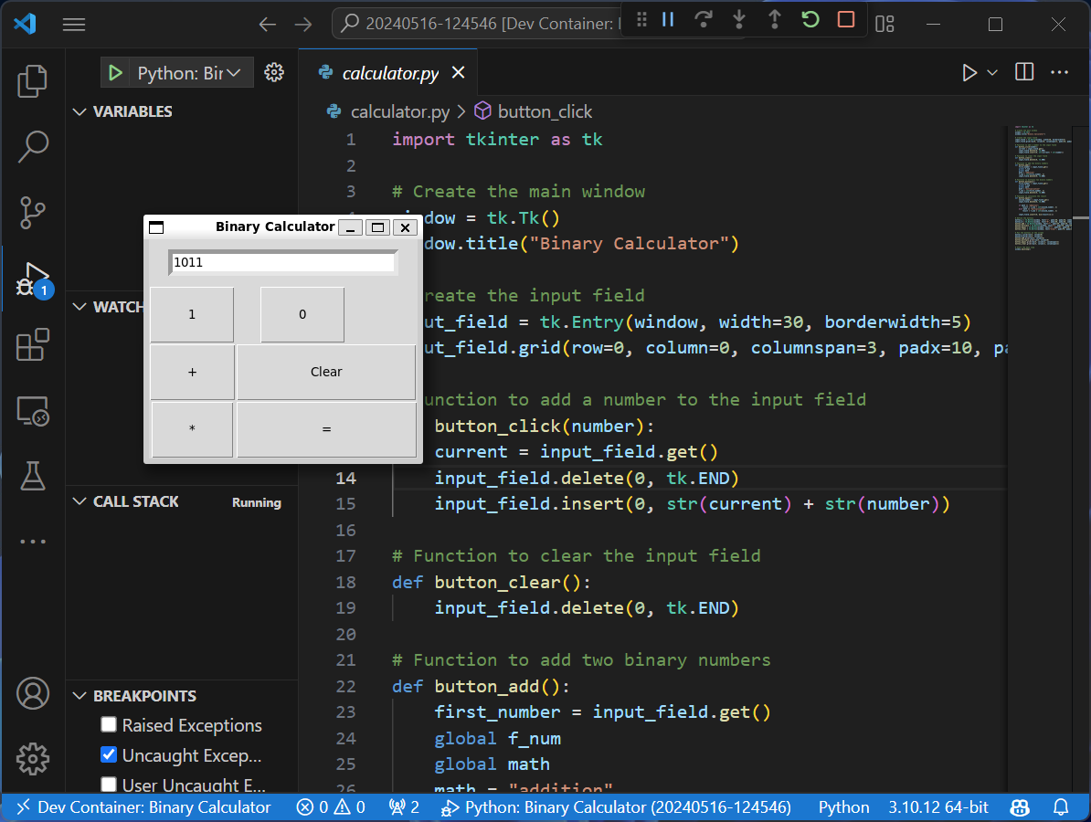 VS Code screenshot of project