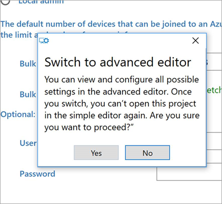 Switch to advanced editor confirmation page.