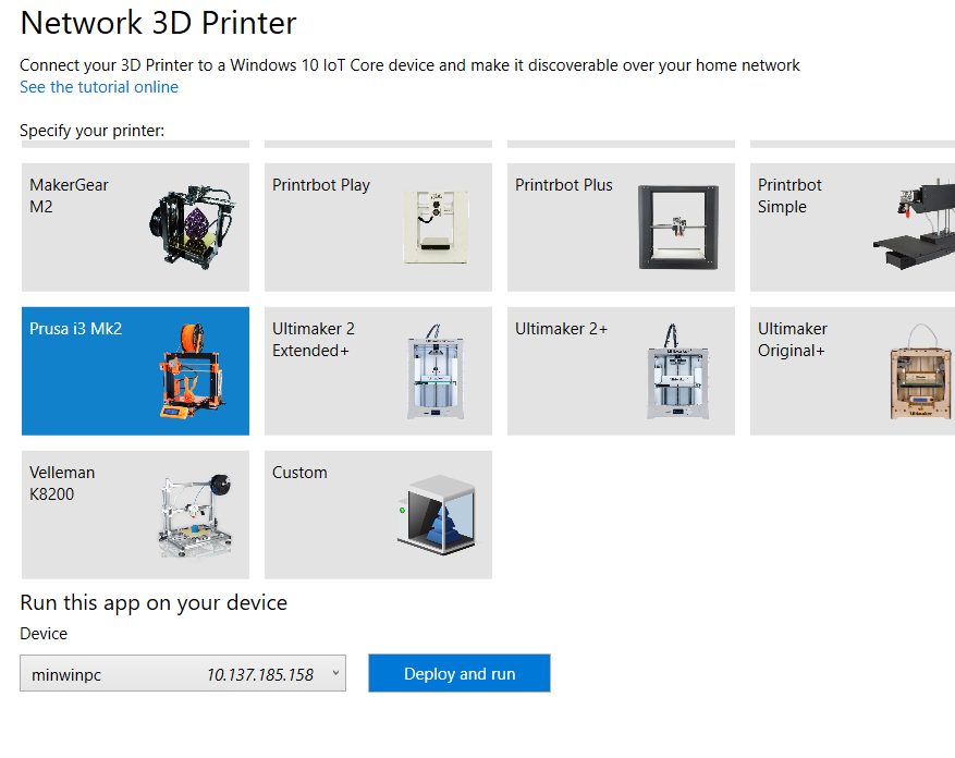 IoTDashboard Network 3D Printer