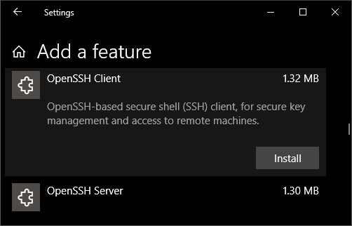 OpenSSH Client Install