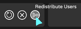 Redistribute users button highlighted in the room panel