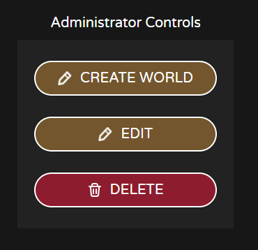 A screenshot of the Administrator controls on the Universe page.