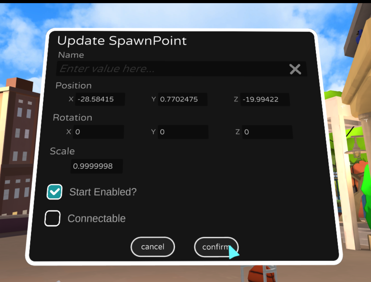 Update spawn points in world editor settings
