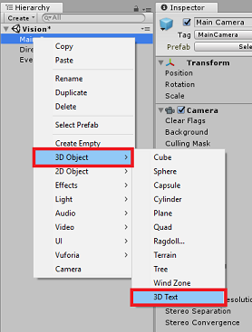 Create 3D Text object.