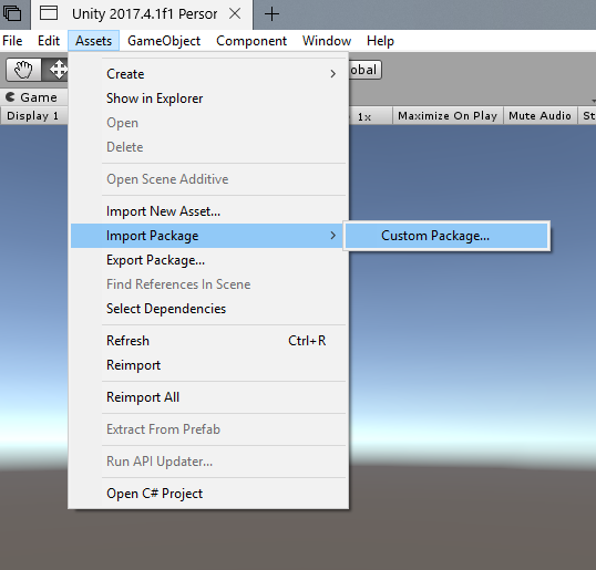 Screenshot that highlights the Custom Package menu option.
