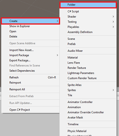 Screenshot that shows how to create the Scripts folder.