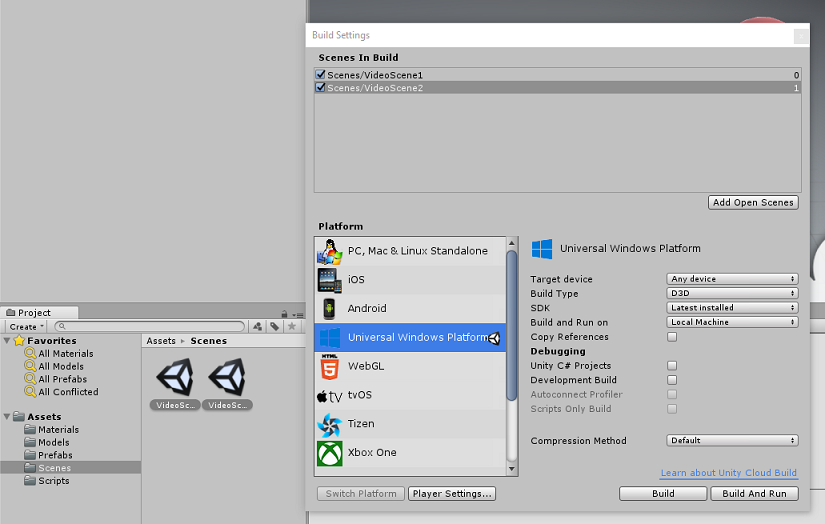 Screenshot of the Build Settings window.