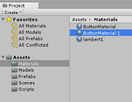 Screenshot of the Materials folder in the project tab.