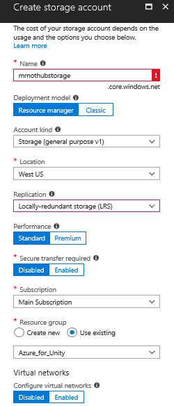 fill in storage details