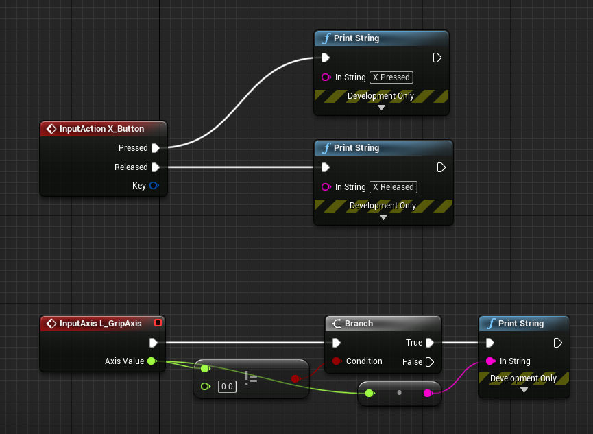 Blueprint responding to events and outputting current button and axis state