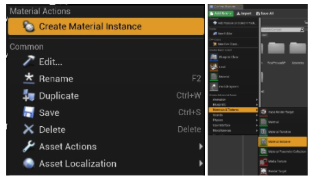 Creating material instances in Unreal
