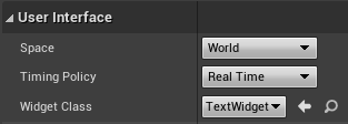 Screenshot of the blueprint details panel with the widget class set