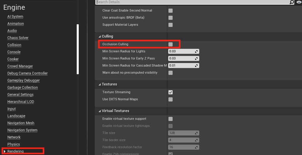 Disable occlusion culling