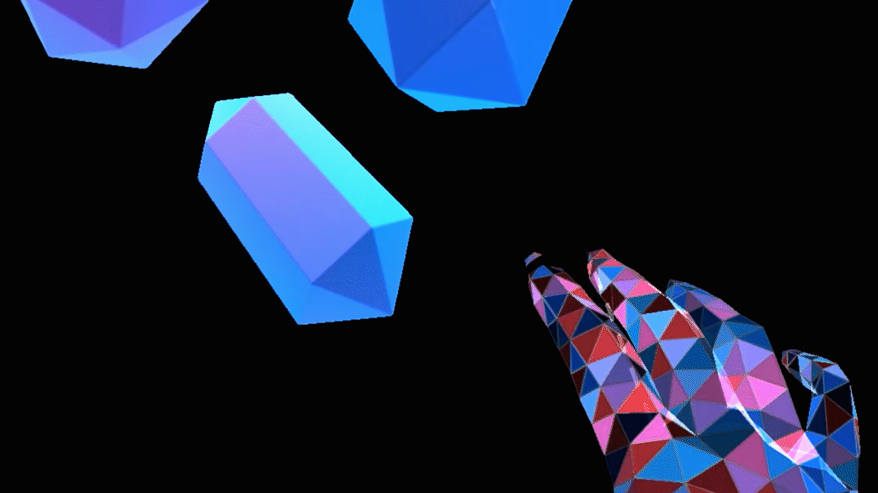 Animated GIF of interacting with colliding crystals through far interaction