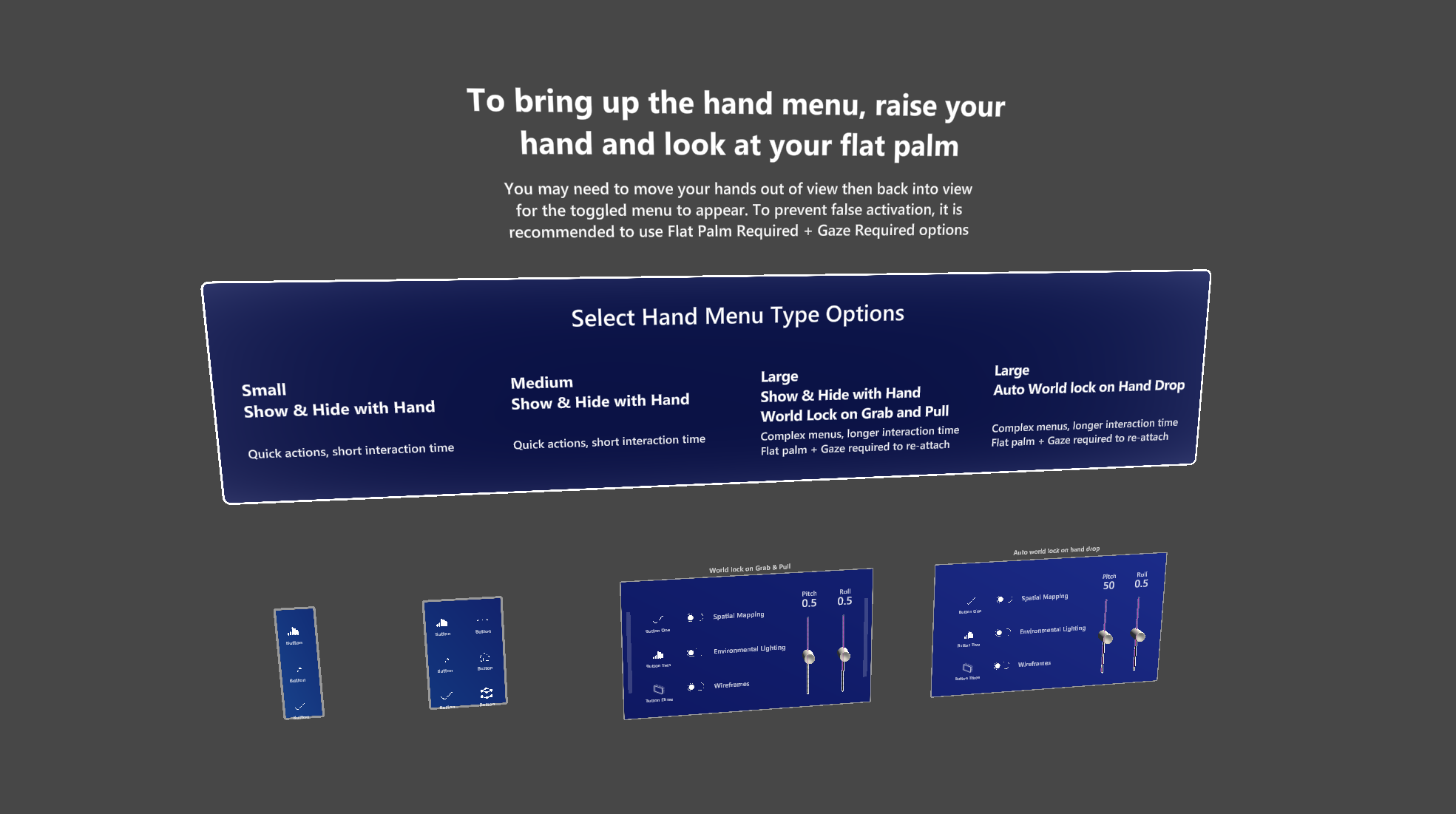 Hand menu - MRTK 2 | Microsoft Learn