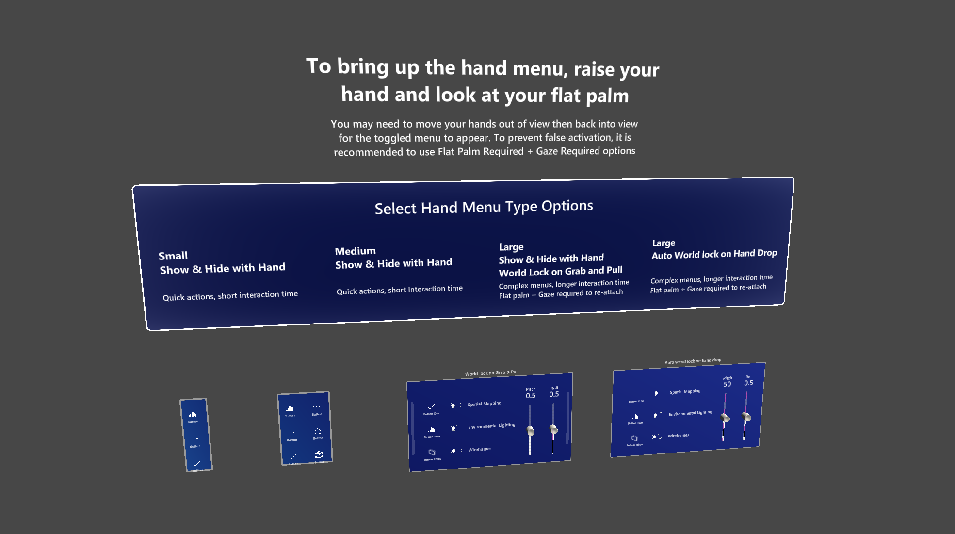 Hand menu - MRTK 2