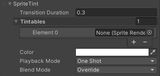 SpriteTintEffect inspector view