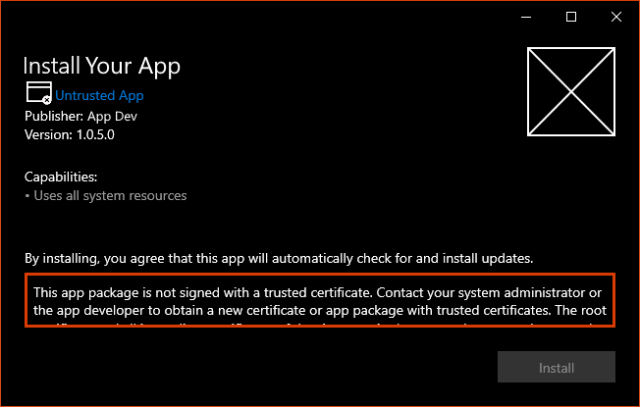 Troubleshoot Installation Issues With The App Installer File Msix Microsoft Learn