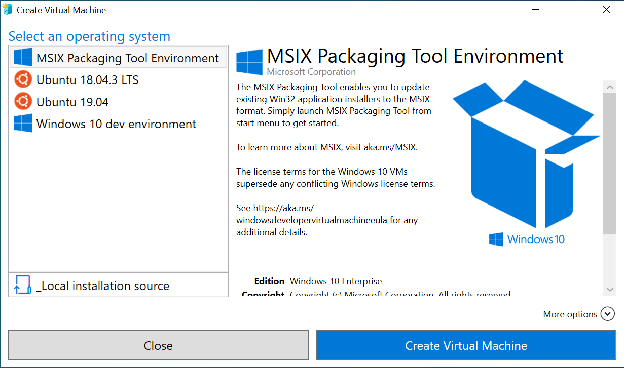 MSIX packaging environment on Hyper-V Quick Create - MSIX | Microsoft Learn