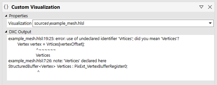 Example error from a buffer visualizer