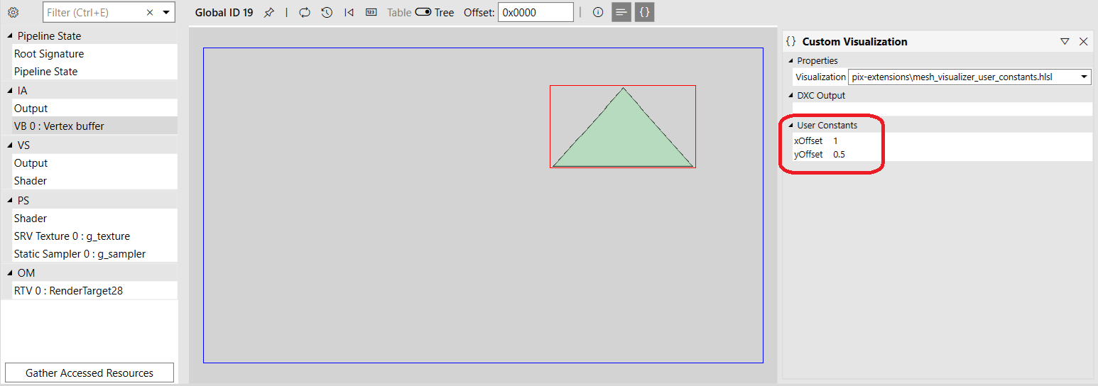 User constants example