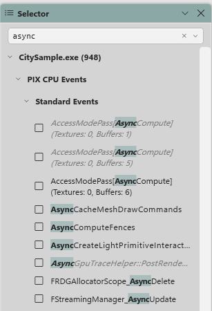 The PIX CPU events that were found by searching