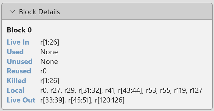 Screenshot that shows Block details.