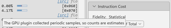 Screenshot that shows Live profiling fidelity.