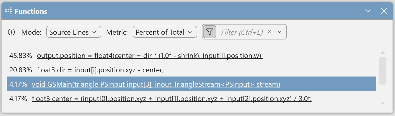 Screenshot that shows Source lines.
