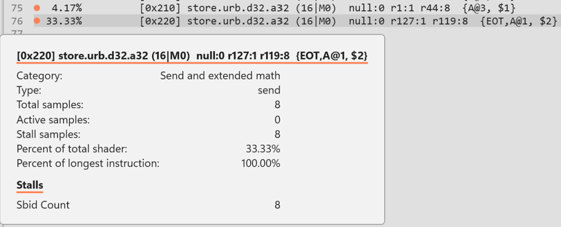 Screenshot that shows Instruction cost details.