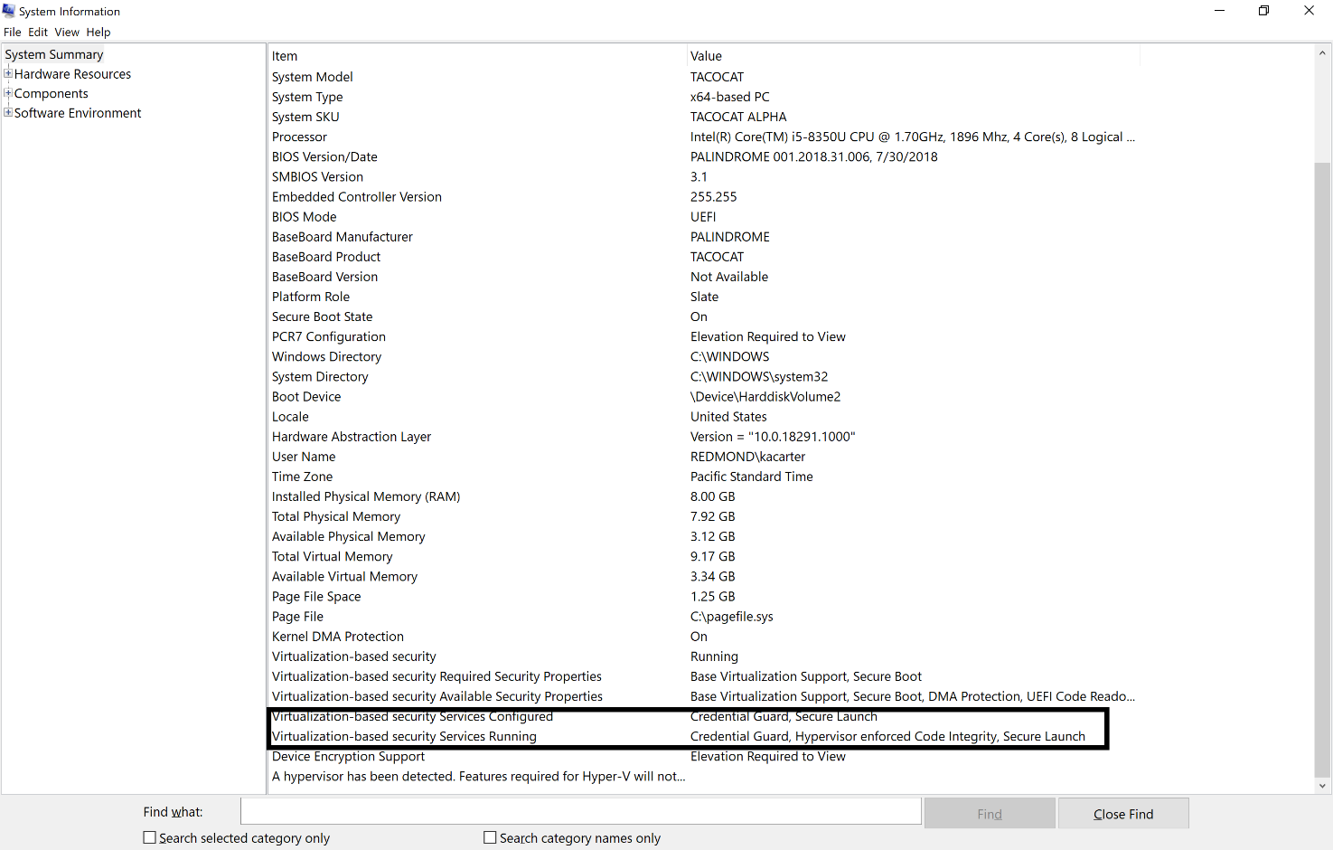 Verifying Secure Launch is running in the Windows Security settings.