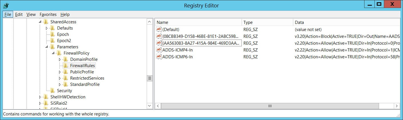 Registry Editor FirewallRules key illustration