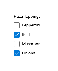 Selecting multiple options with check boxes