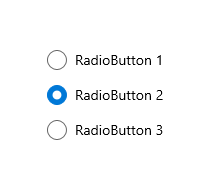 Example of a RadioButtons group, with one radio button selected
