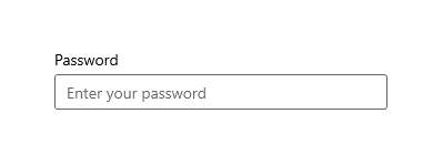 Password box in rest state with hint text