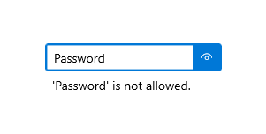Password box with a validation message