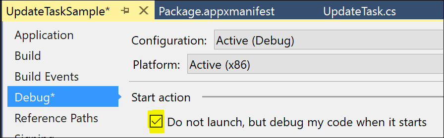 set debug settings