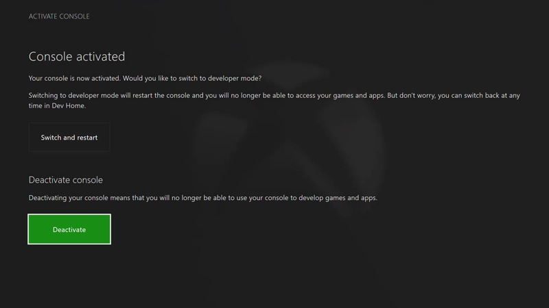 Xbox One Developer Mode deactivation - UWP applications | Microsoft Learn