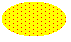 Illustration of an ellipse filled with evenly spaced dots over a background color