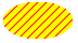 Illustration of an ellipse filled with left-slanting lines over a background color.