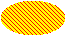 Illustration of an ellipse filled with light left-slanting lines over a background color.