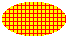 Illustration of an ellipse filled with a small grid of lines over a background color 