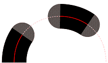A diagram that illustrates the XPS_DASH_CAP_ROUND dash cap in a dashed stroke
