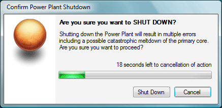 screen shot of a critical action dialog box.