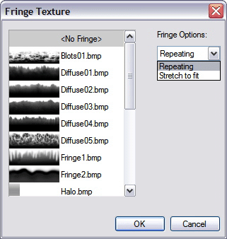 screen shot of the fringe texture dialog for expression graphics designer.