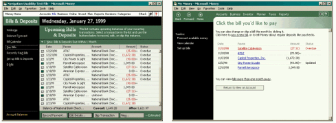 screen shot that shows a static title in money 99 and an active title in money 2000.