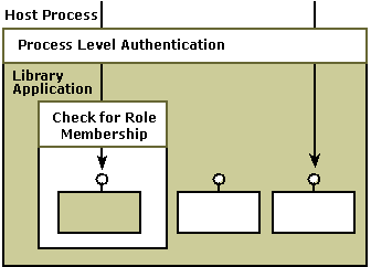 Diagram that shows the authentication taking place within a host process.