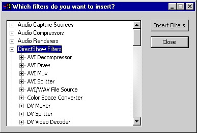 which filters do you want to insert?