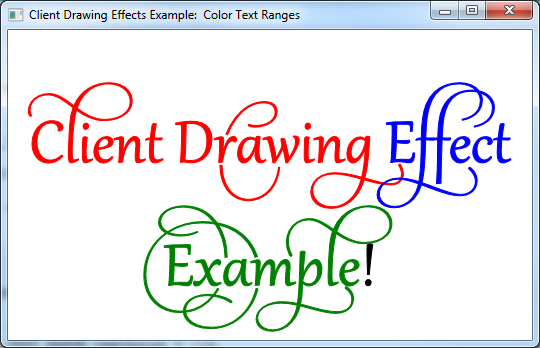 screen shot of "client drawing effect example!" in different colors