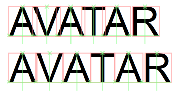an example of the same word with and without kerning applied.